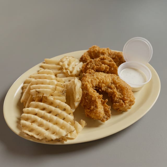 Kids 2 Pieces Chicken Strips & Fries.