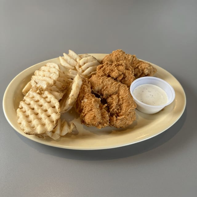 4 Pieces Chicken Strips & Fries.