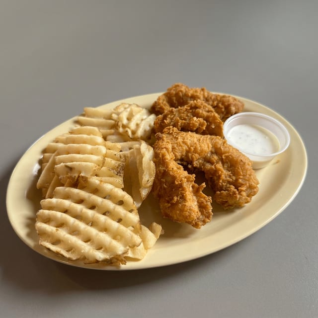 2 Pieces Chicken Strips & Fries.