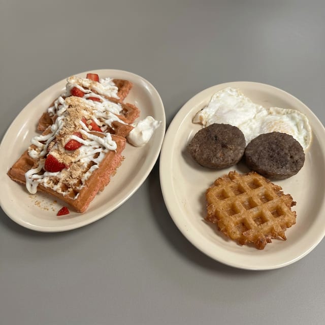 Signature Waffle Breakfast Plate.